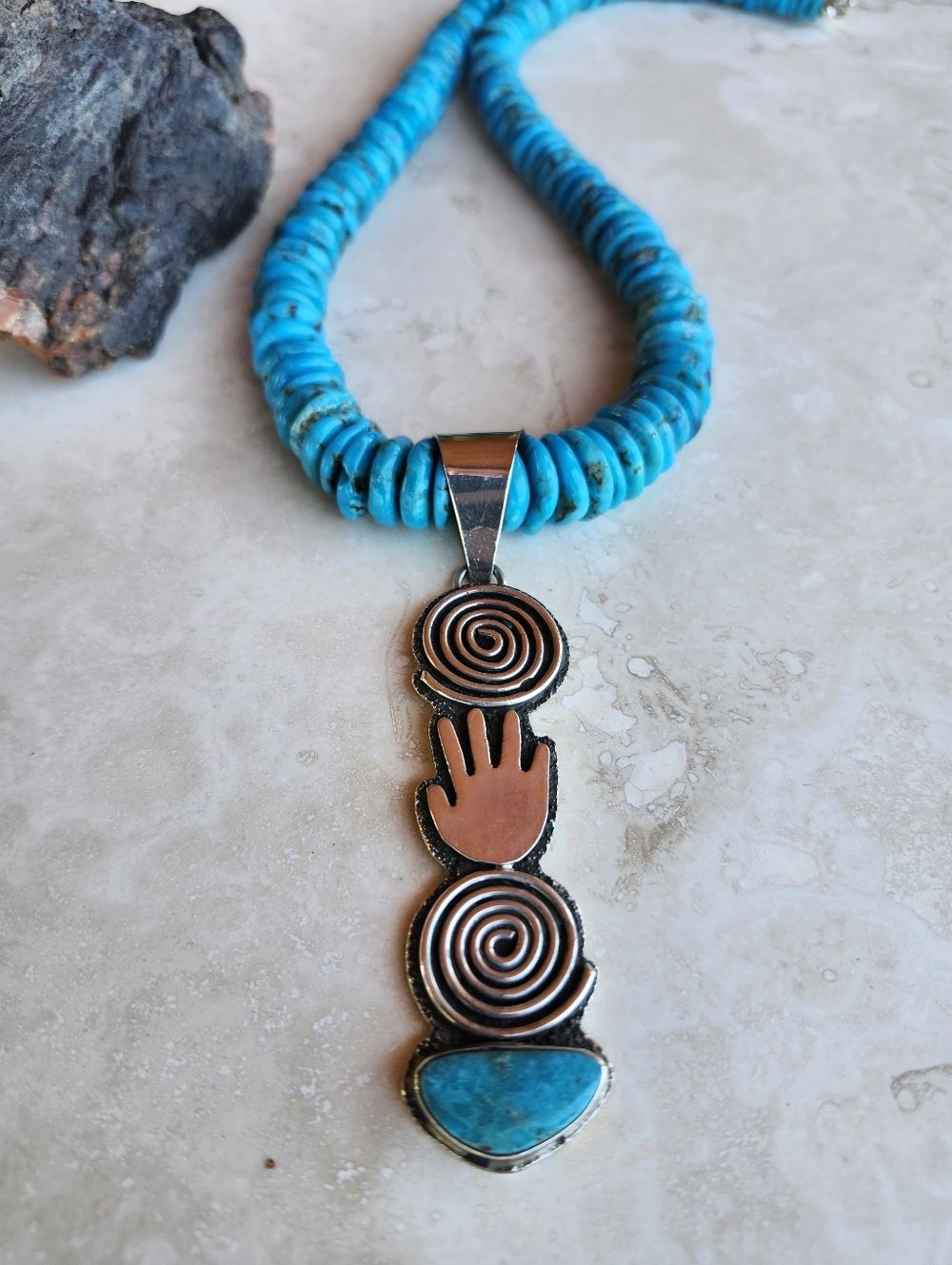 Sterling Silver Navajo Alex Sanchez Turquoise Necklace